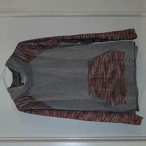 Aeropostale Sweater Cropped Ribbed Knit Gray/Multi Wide Sleeves Women’s (Sz L)